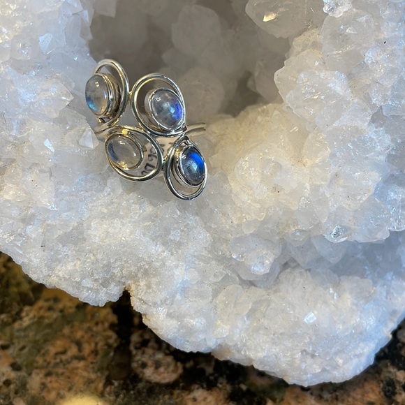 Sterling Silver Genuine Rainbow Moonstone Ring Size 10. Retail 198.00 NWT - Picture 2 of 10